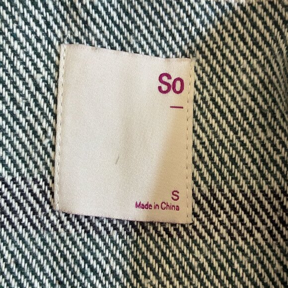 Green & White Plaid Button-Down Oversized Shirt Jacket By So Womens Size S Made - Picture 5 of 9